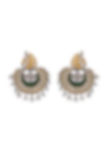 Two-Tone Finish Pearl Chandbali Earrings In 92.5 Sterling Silver by Neeta Boochra Jewellery