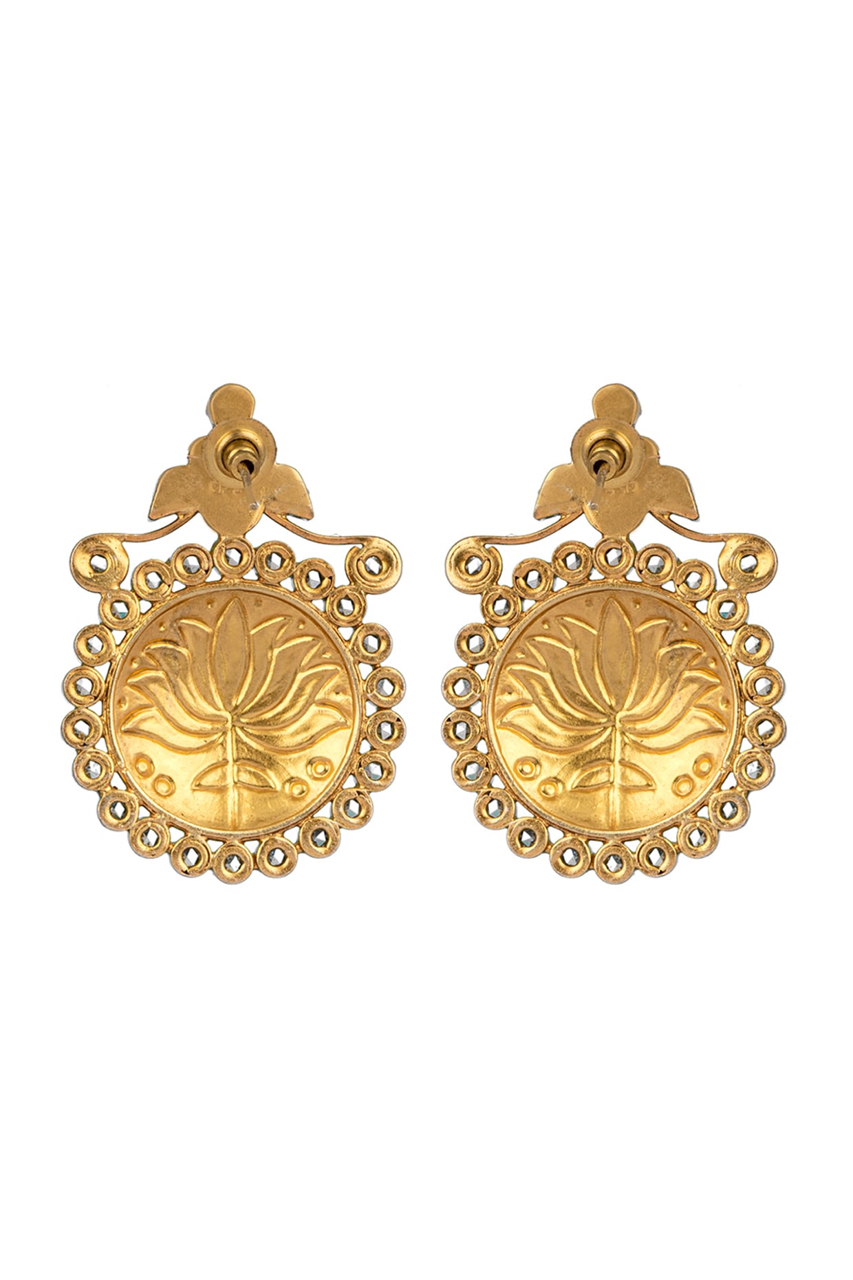 Lotus Diya Gold Earrings