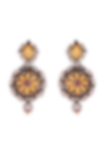 Two-Tone Finish Dangler Earrings In Sterling Silver by Neeta Boochra Jewellery