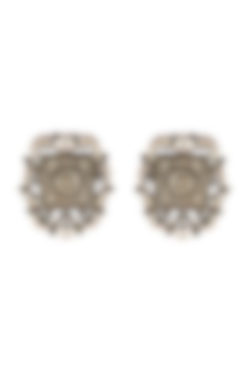 Black Rhodium Finish Stud Earrings In Sterling Silver by Neeta Boochra Jewellery