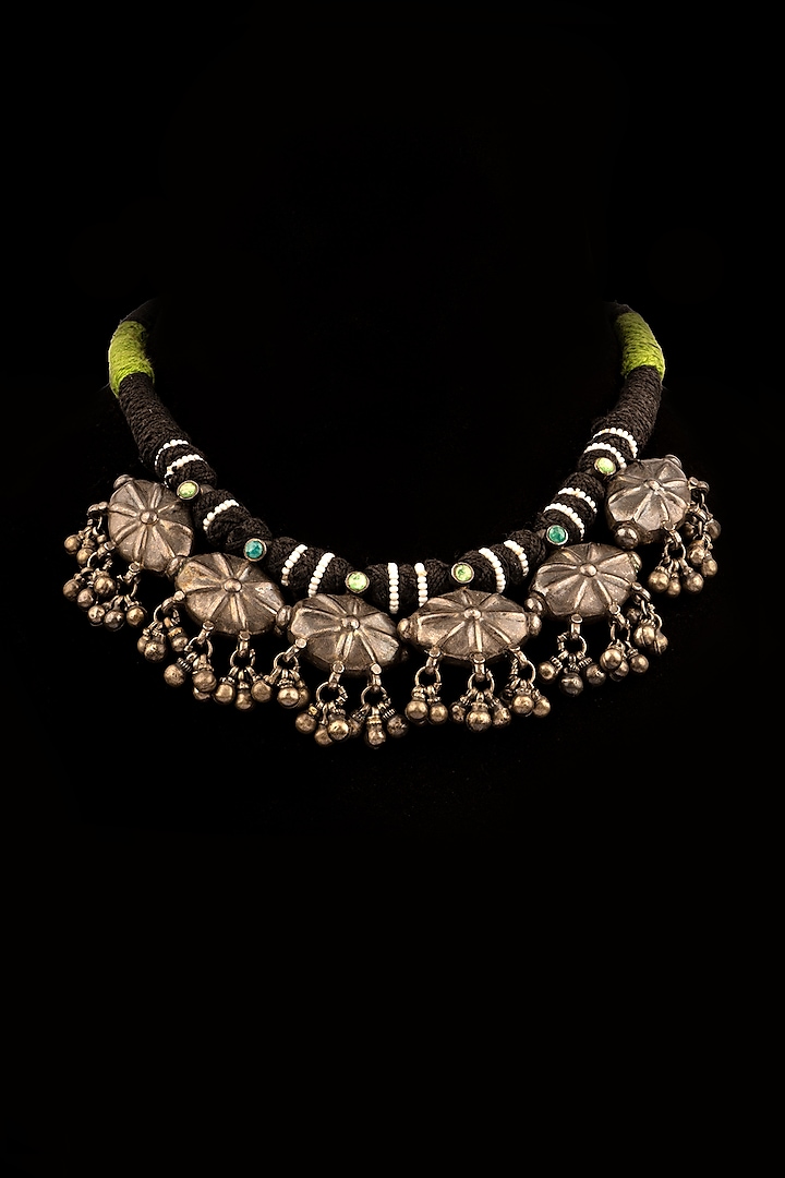 Black Rhodium Finish Oxidised Necklace by Neeta Boochra Jewellery