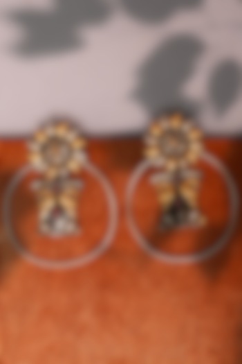 Two Tone Plated Ruby & Kundan Polki Stud Earrings In Sterling Silver by Neeta Boochra Jewellery at Pernia's Pop Up Shop