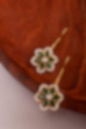 Gold Plated Green Onyx & Kundan Polki Dangler Earrings In Sterling Silver by Neeta Boochra Jewellery at Pernia's Pop Up Shop