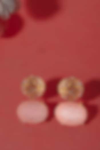 Gold Plated Rose Quartz Gemstone Stud Earrings In Sterling Silver by Neeta Boochra Jewellery at Pernia's Pop Up Shop