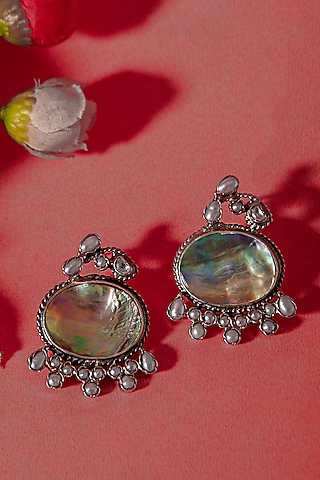Gold Plated Mother Of Pearl Stud Earrings In Sterling Silver by Neeta Boochra Jewellery
