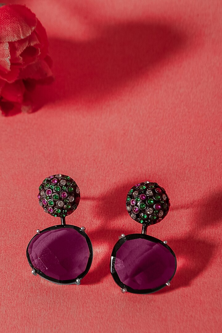Gold Plated Amethyst Gemstone Stud Earrings In Sterling Silver by Neeta Boochra Jewellery at Pernia's Pop Up Shop