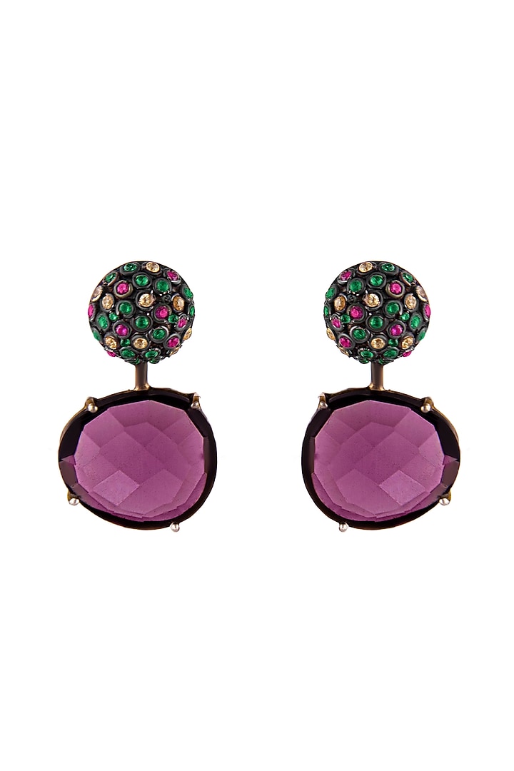 Gold Plated Amethyst Gemstone Stud Earrings In Sterling Silver by Neeta Boochra Jewellery at Pernia's Pop Up Shop