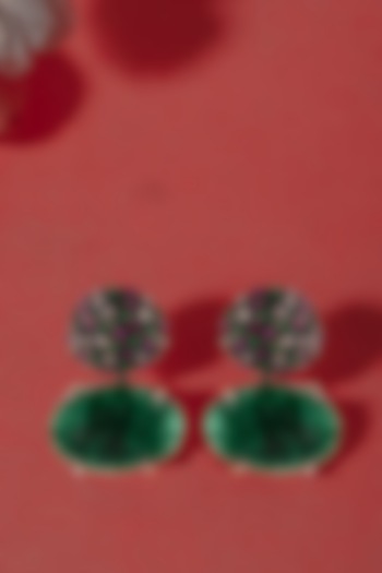 Gold Plated Green Gemstone Stud Earrings In Sterling Silver by Neeta Boochra Jewellery at Pernia's Pop Up Shop