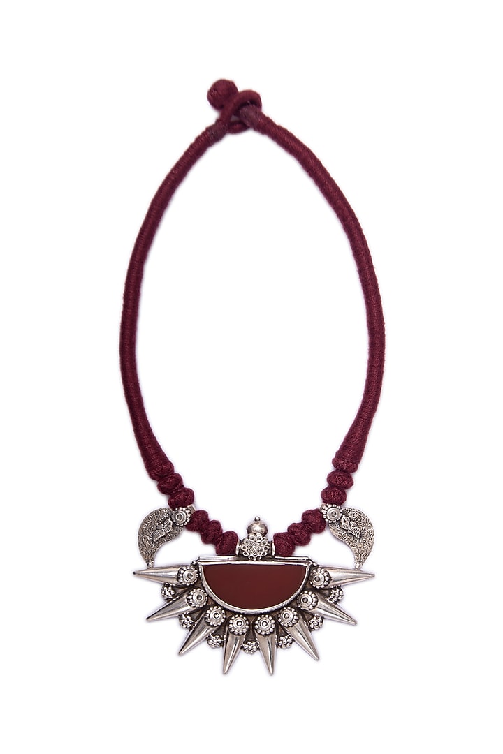 White Plated Red Carnelian Gemstone Necklace In Sterling Silver by Neeta Boochra Jewellery at Pernia's Pop Up Shop