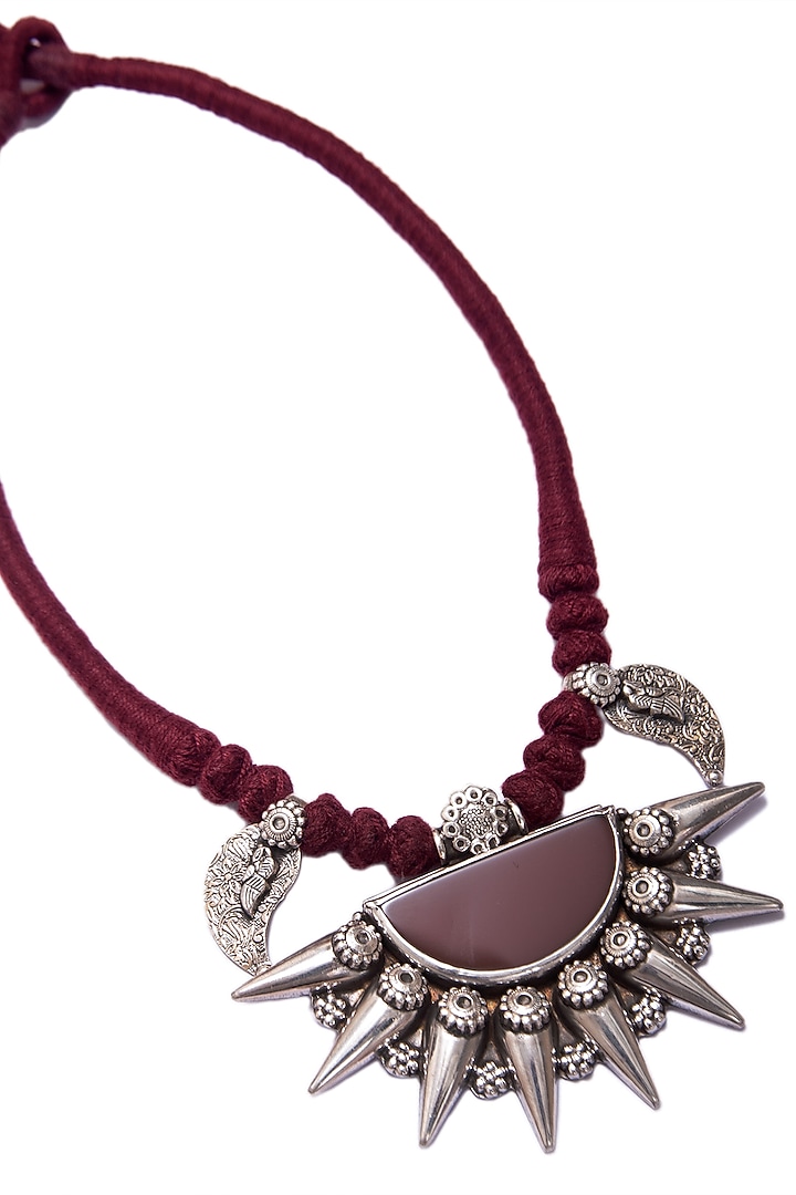 White Plated Red Carnelian Gemstone Necklace In Sterling Silver by Neeta Boochra Jewellery at Pernia's Pop Up Shop