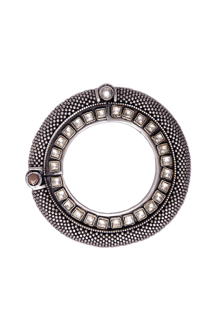 White Plated Turquoise Gemstone Bangle In Sterling Silver by Neeta Boochra Jewellery at Pernia's Pop Up Shop