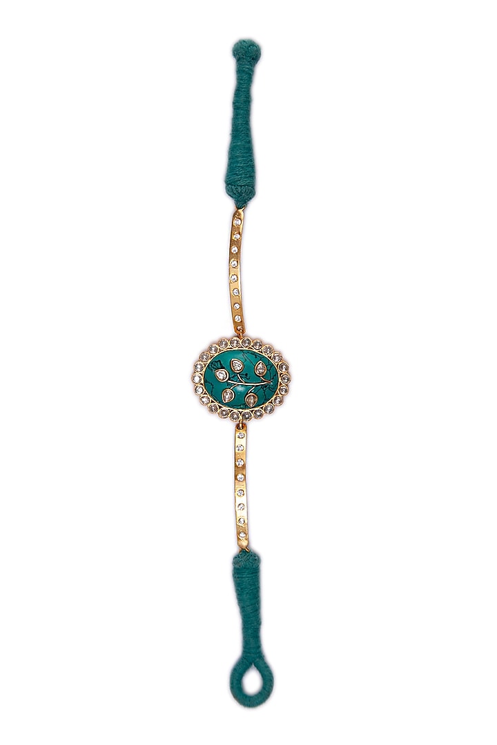 Gold Plated Kundan & Turquoise Gemstone Bracelet In Sterling Silver by Neeta Boochra Jewellery at Pernia's Pop Up Shop