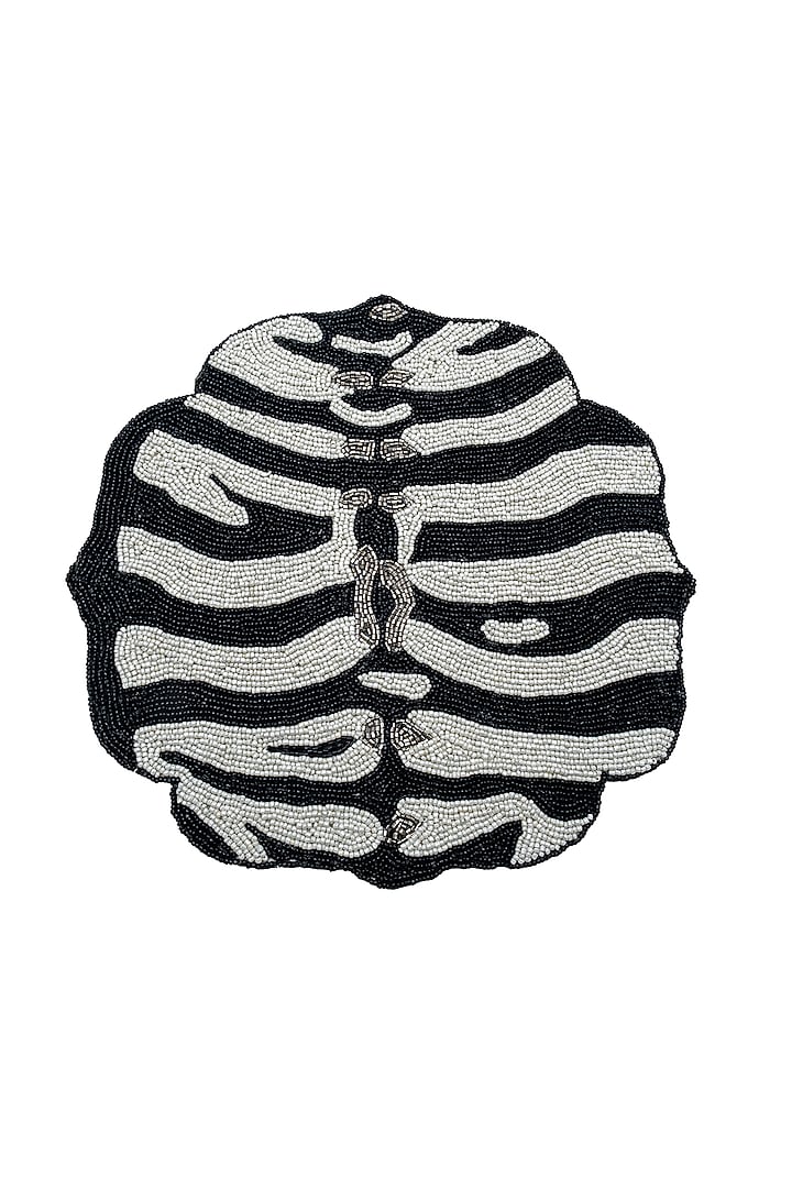 Black & White Beaded Table Mats (Set of 2) by HOUSE OF NEEBA at Pernia's Pop Up Shop