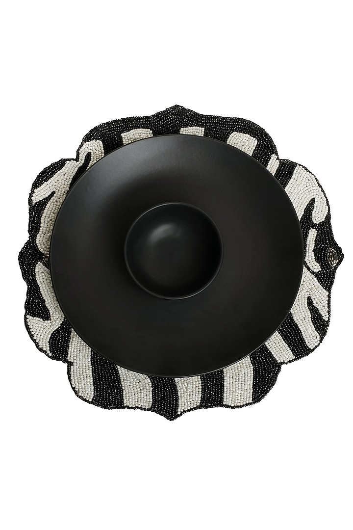 Black & White Beaded Table Mats (Set of 2) by HOUSE OF NEEBA at Pernia's Pop Up Shop