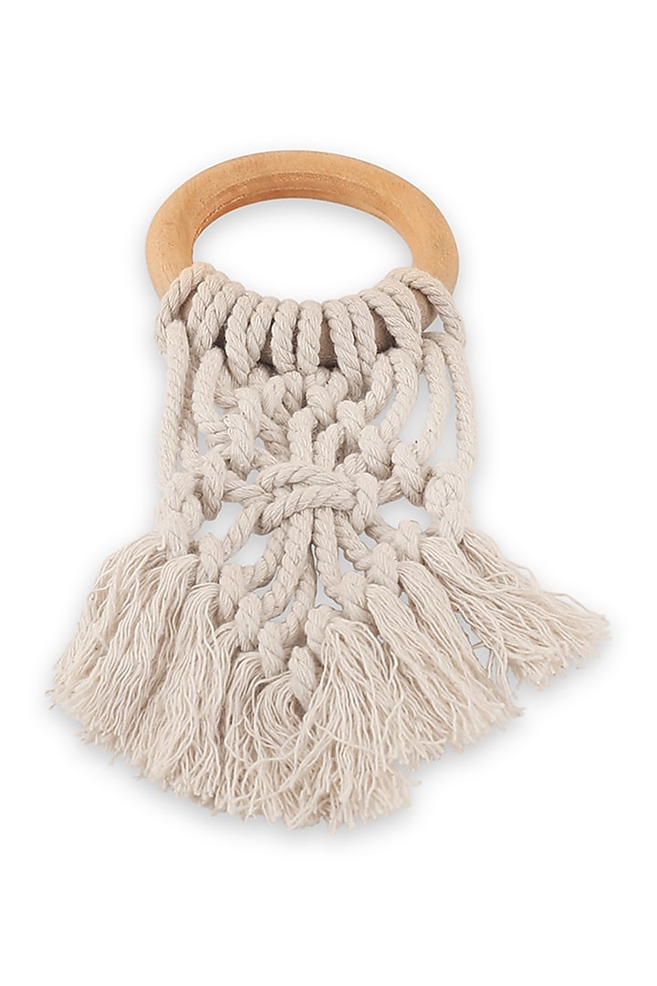 White Macrame Napkin Rings (Set of 6) by HOUSE OF NEEBA at Pernia's Pop Up Shop