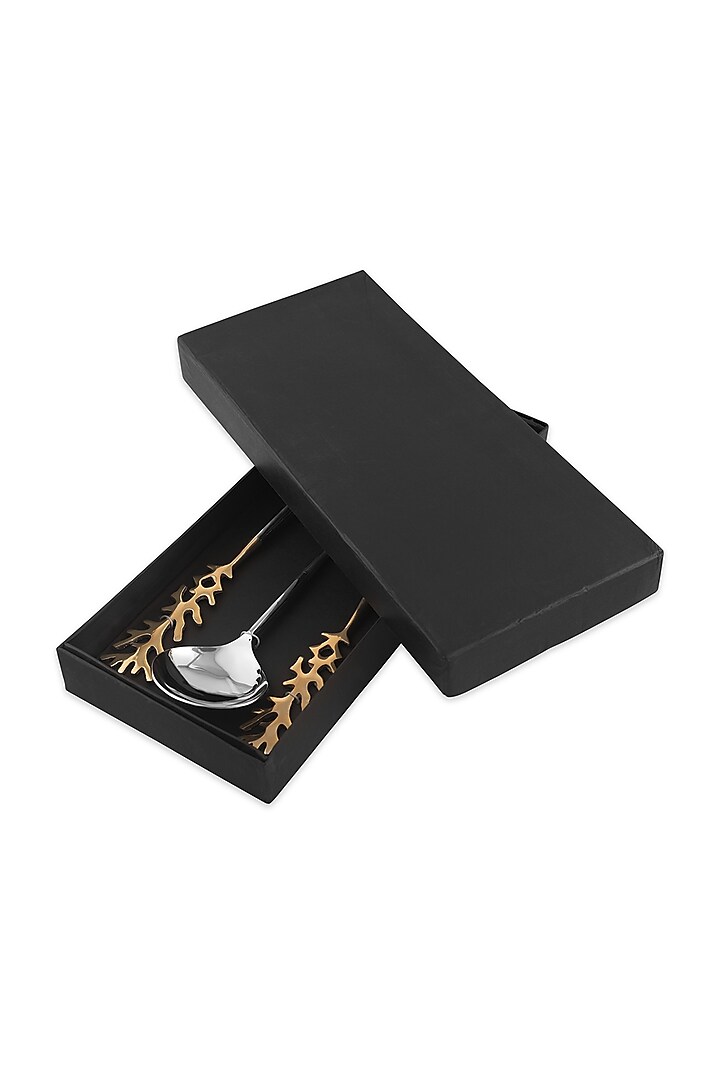 Gold Stainless Steel Serving Set (Set of 3) by HOUSE OF NEEBA at Pernia's Pop Up Shop