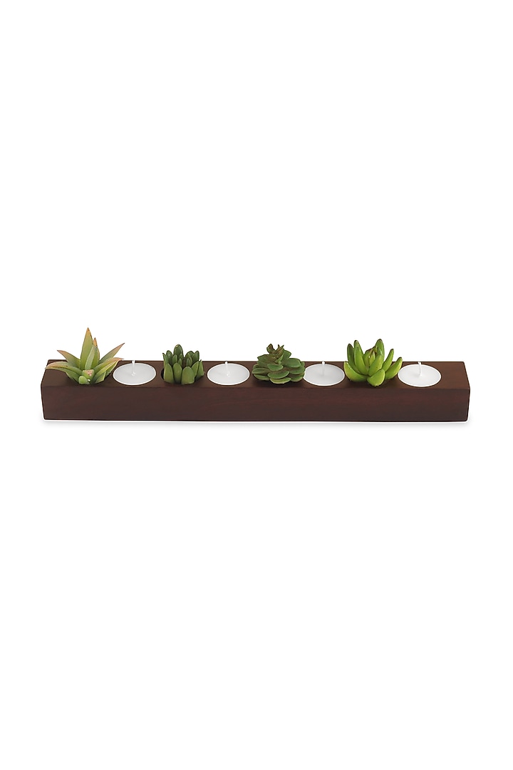 Brown Mango Wood Tea-Light Holder by HOUSE OF NEEBA at Pernia's Pop Up Shop