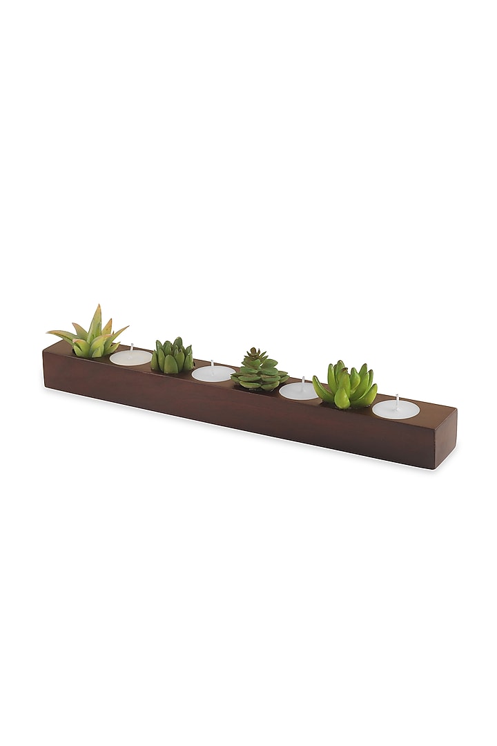 Brown Mango Wood Tea-Light Holder by HOUSE OF NEEBA at Pernia's Pop Up Shop