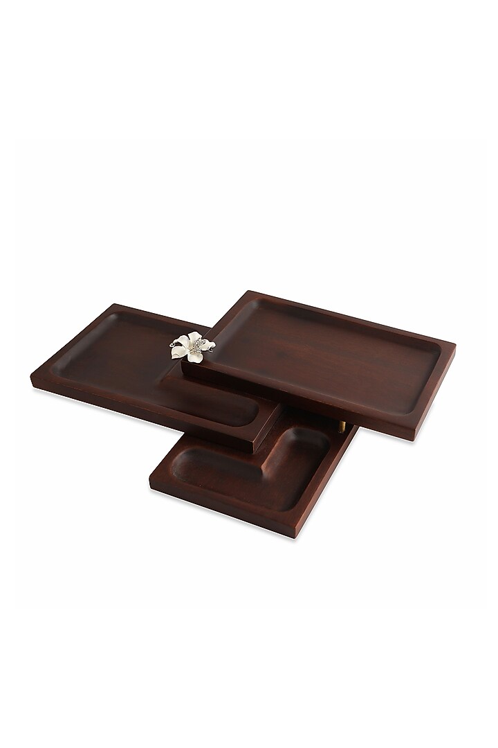 Brown Mango Wood Three Tier Platter by HOUSE OF NEEBA at Pernia's Pop Up Shop