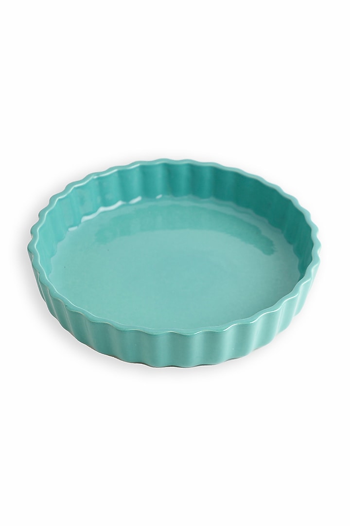 Blue Ceramic Pie Platter by HOUSE OF NEEBA