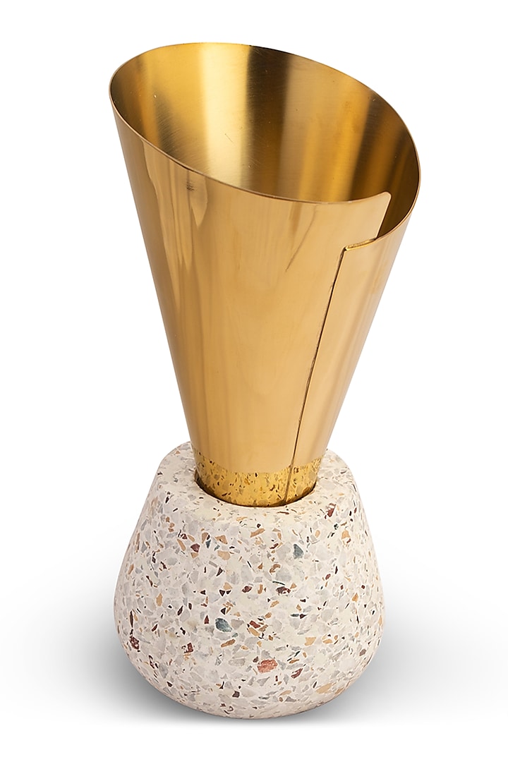 Gold Brass & Terrazzo Metal Cone by HOUSE OF NEEBA