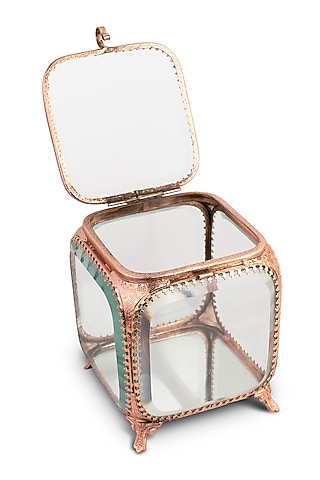 Copper Metal & Glass Storage Box by HOUSE OF NEEBA