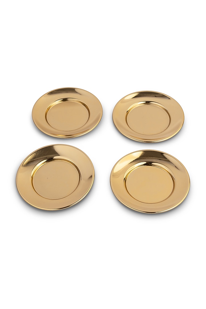 Gold Metal Plates (Set Of 4) by HOUSE OF NEEBA at Pernia's Pop Up Shop