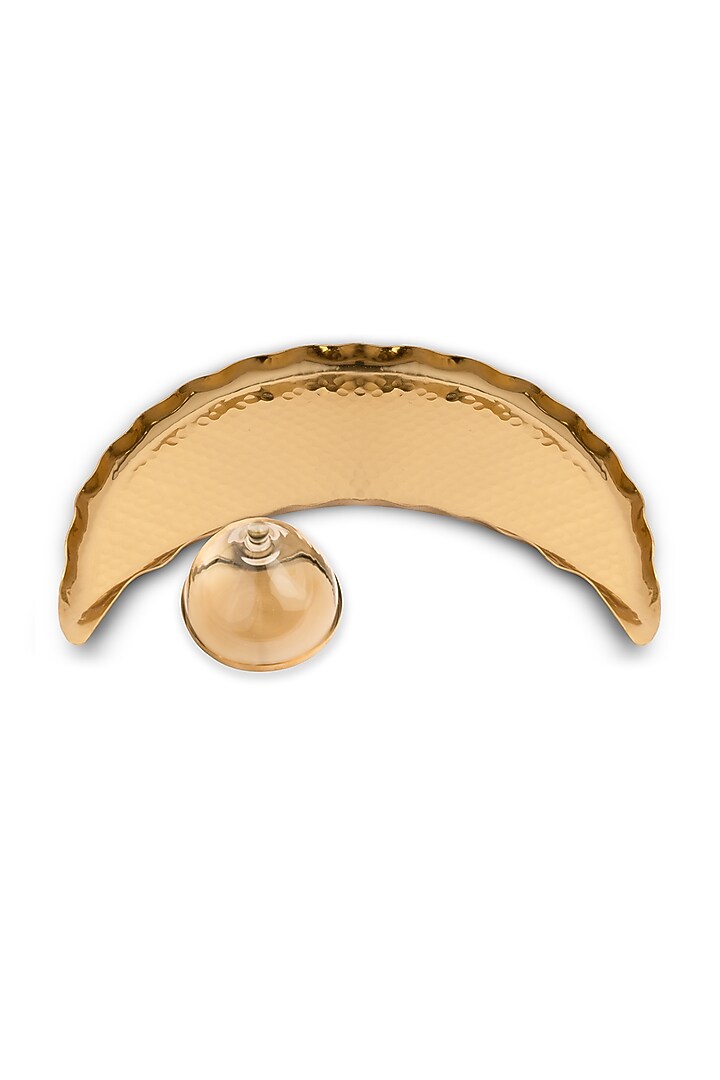 Gold Metal Moon Shaped Tray With Cloche (Set Of 3) by HOUSE OF NEEBA at Pernia's Pop Up Shop