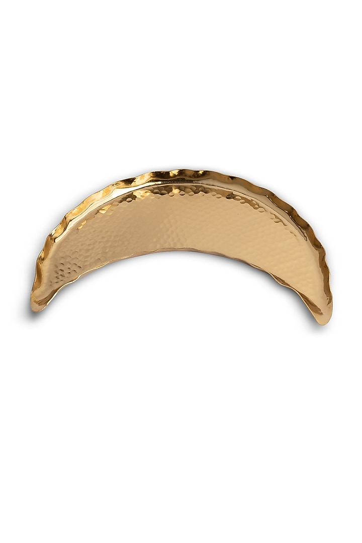 Gold Metal Moon Shaped Tray With Cloche (Set Of 3) by HOUSE OF NEEBA at Pernia's Pop Up Shop
