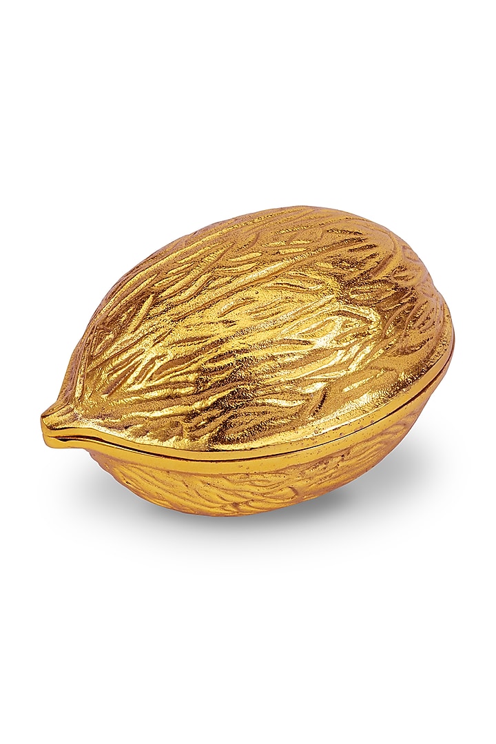 Gold Metal Walnut Bowl by HOUSE OF NEEBA