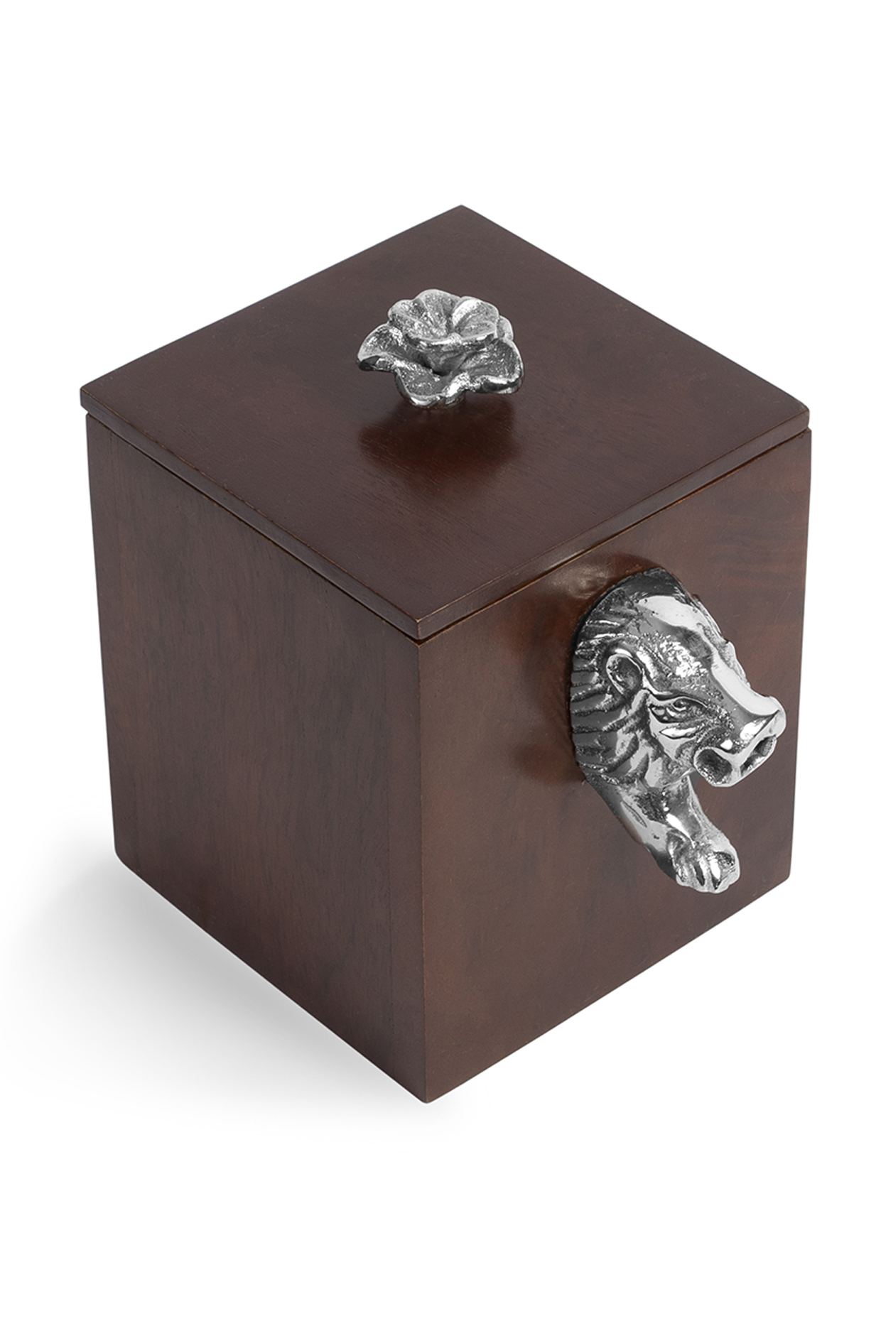 Brown Mango Wood & Metal Handcrafted Box by HOUSE OF NEEBA