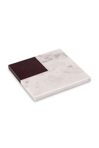 Brown Marble & Mango Wood Trivets (Set of 2) by HOUSE OF NEEBA