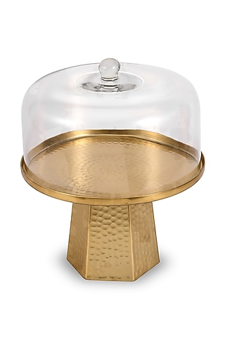 Gold Metal & Glass Cake Dome  by HOUSE OF NEEBA