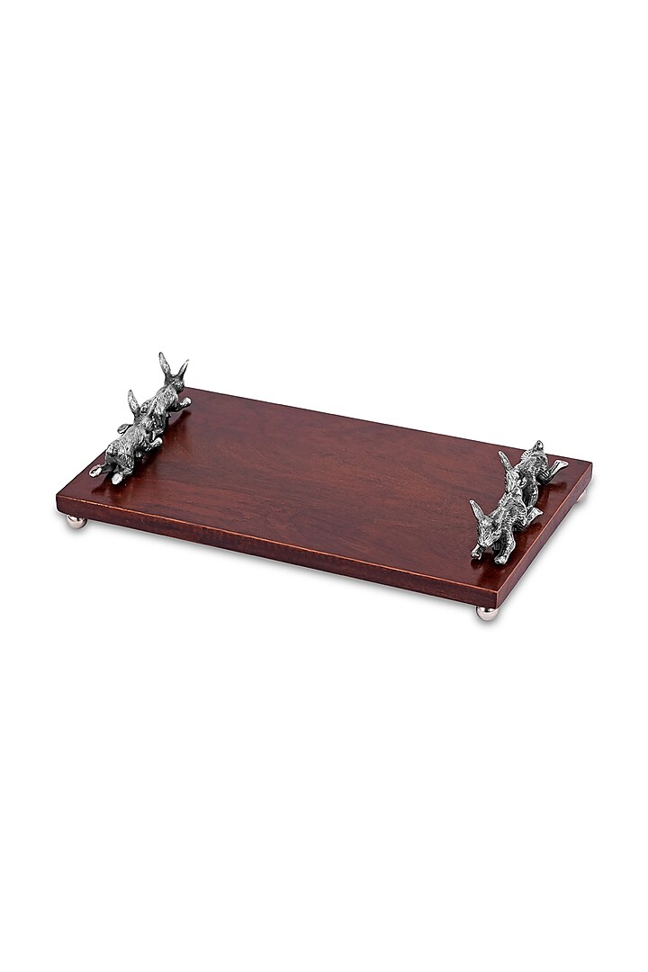 Brown Mango Wood & Marble Racing Rabbit Tray by HOUSE OF NEEBA at Pernia's Pop Up Shop