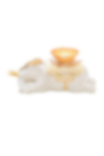 White & Gold Metal Bowl by HOUSE OF NEEBA at Pernia's Pop Up Shop