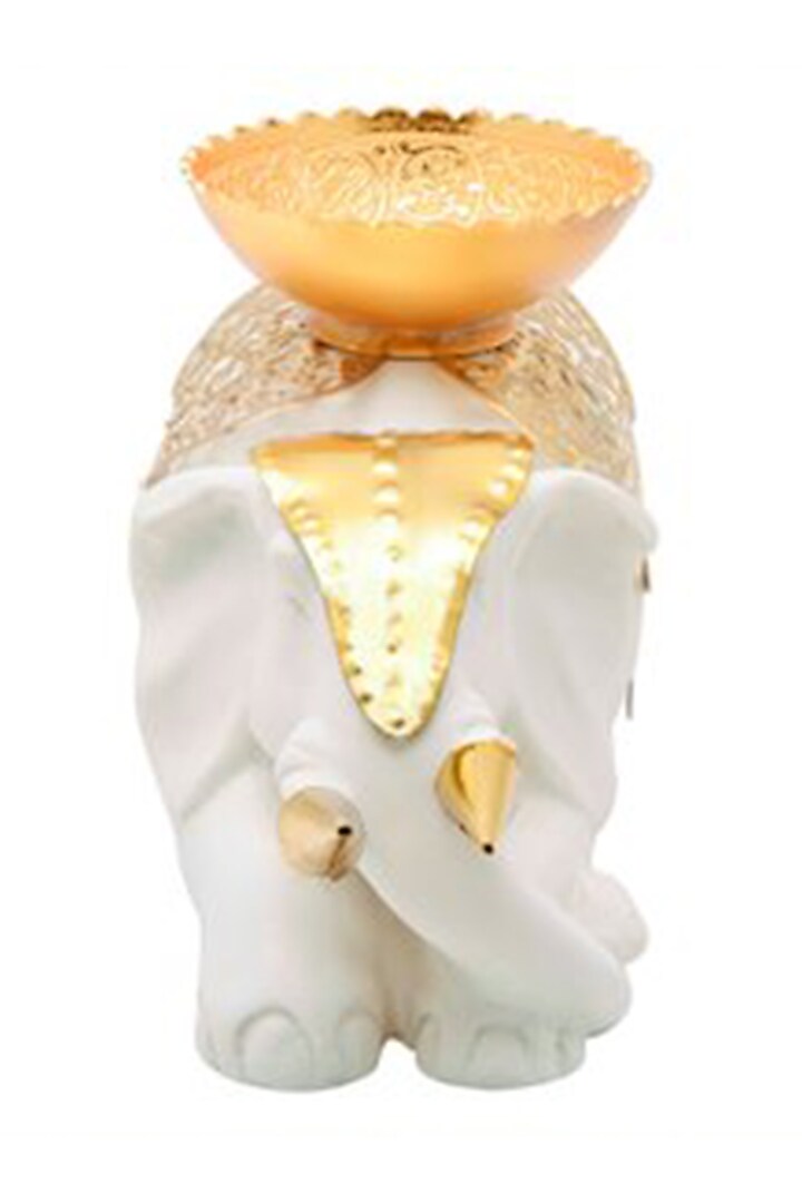 White & Gold Metal Bowl by HOUSE OF NEEBA at Pernia's Pop Up Shop