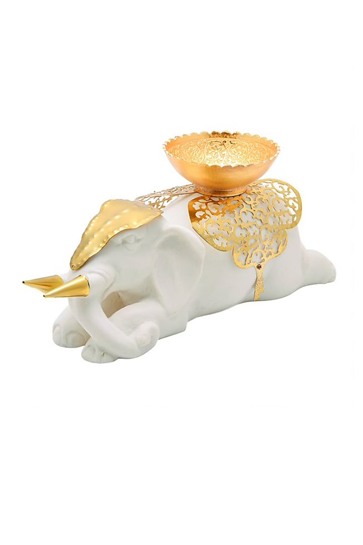 White & Gold Metal Bowl by HOUSE OF NEEBA at Pernia's Pop Up Shop
