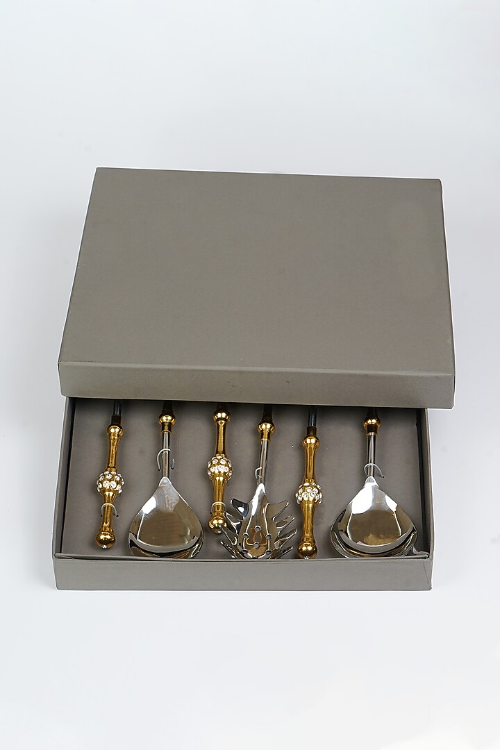 Araghya Serving Spoon Set (Set of 6) by HOUSE OF NEEBA at Pernia's Pop Up Shop