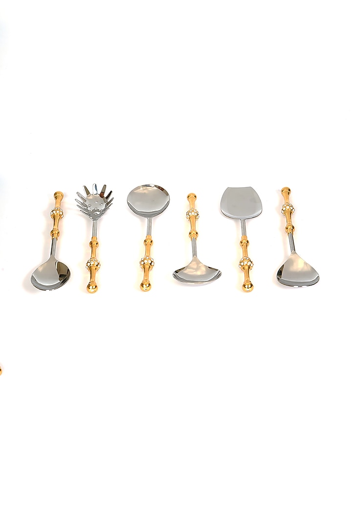 Araghya Serving Spoon Set (Set of 6) by HOUSE OF NEEBA at Pernia's Pop Up Shop