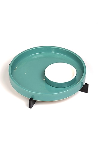 Blue Ceramic Neer Platter (Set of 3) by HOUSE OF NEEBA
