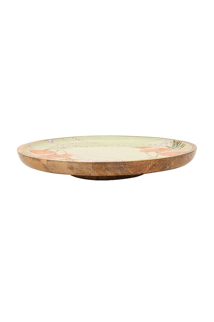 Green & Orange Mango Wood Printed Lazy Suzan by HOUSE OF NEEBA at Pernia's Pop Up Shop