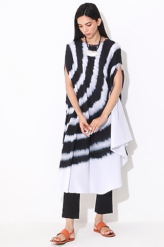 Black Tie-Dye Kurta Set by Neelu Sethi