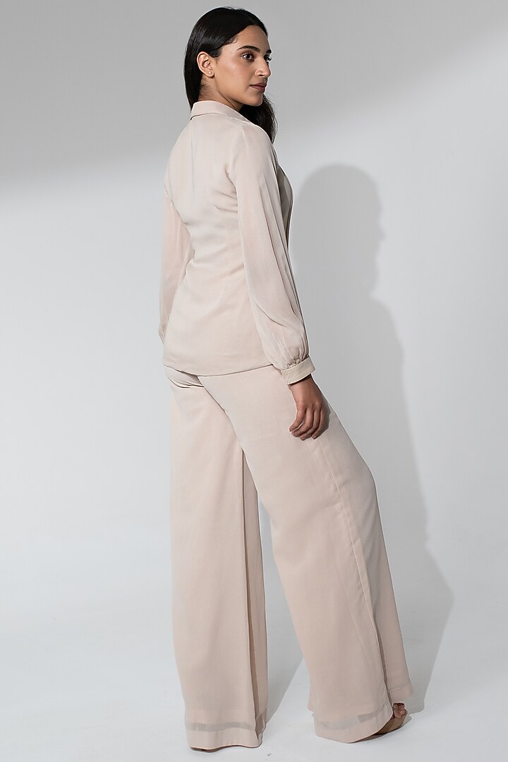 Light Pink Georgette Thread Work Co-Ord Set by Neelu and Manvi at Pernia's Pop Up Shop