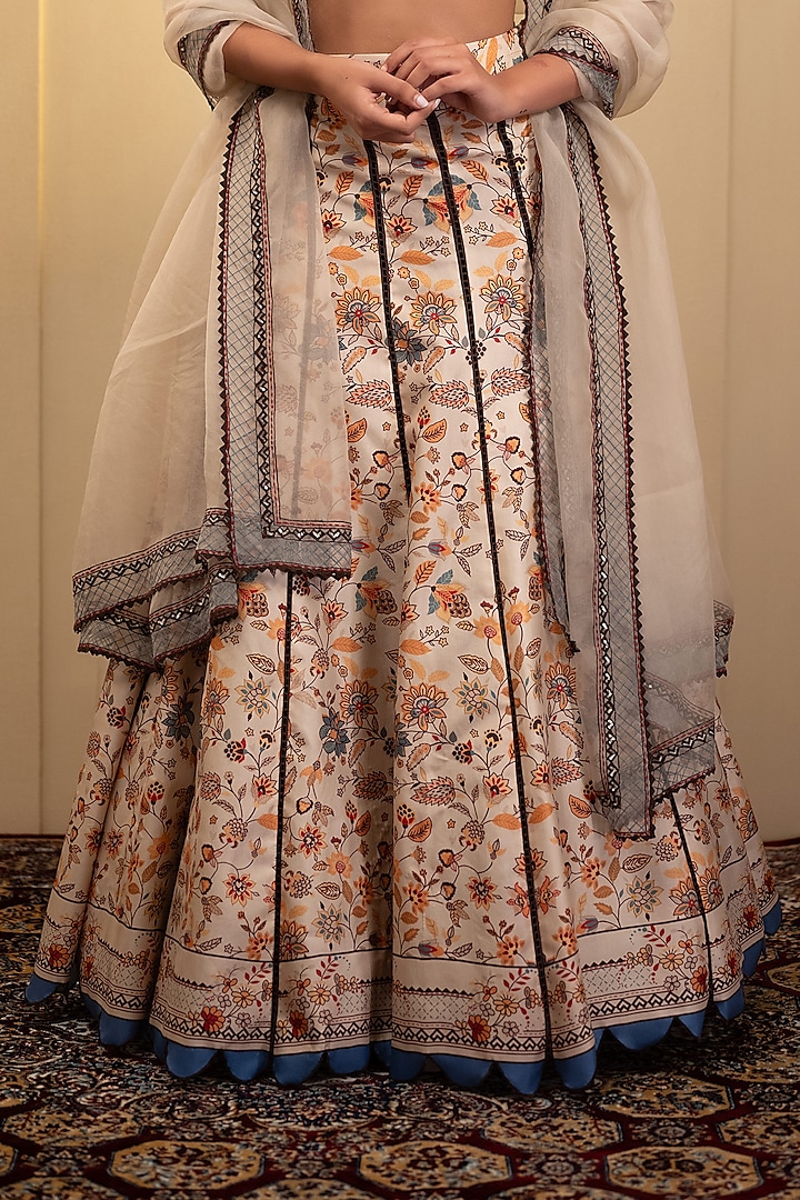Multi-Colored Silk Printed Wedding Lehenga Set by Neelu and Manvi at Pernia's Pop Up Shop