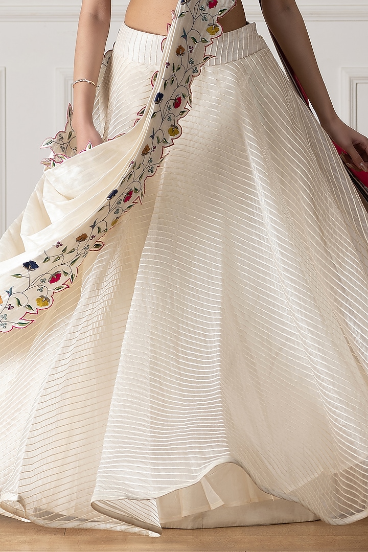 White Organza Wedding Lehenga Set by Neelu and Manvi at Pernia's Pop Up Shop