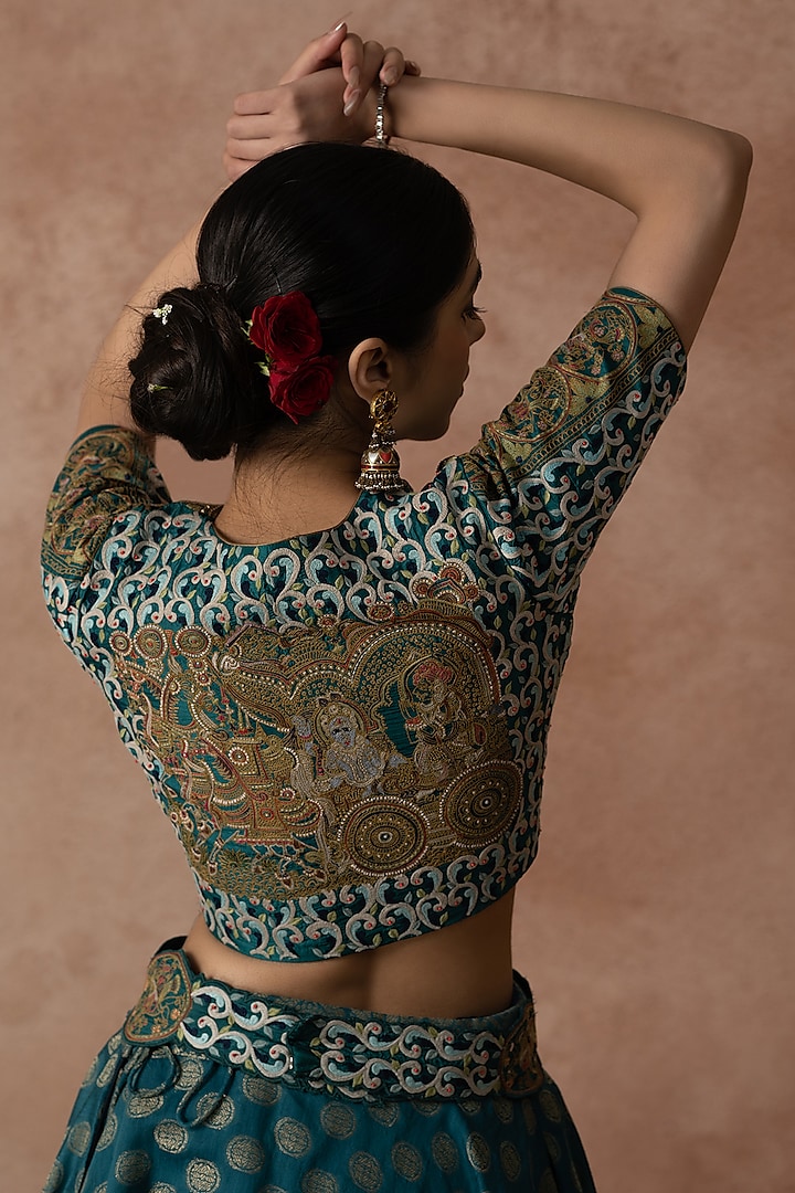 Green Chanderi Wedding Lehenga Set by Neelu and Manvi at Pernia's Pop Up Shop