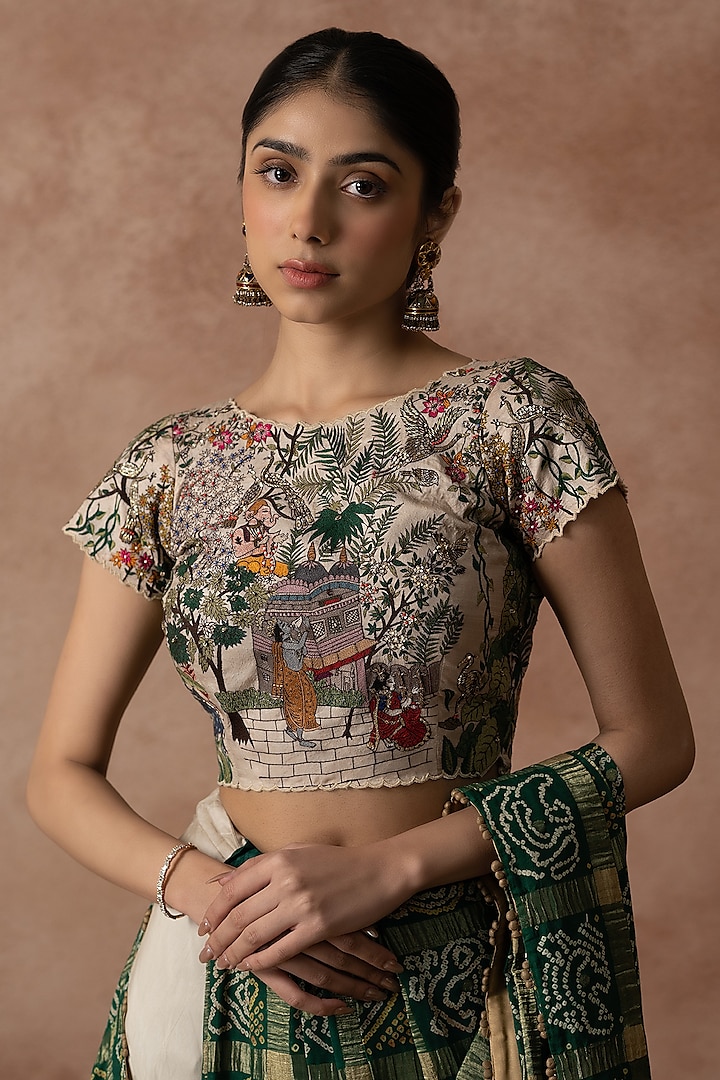 Off-White Organza Wedding Lehenga Set by Neelu and Manvi at Pernia's Pop Up Shop