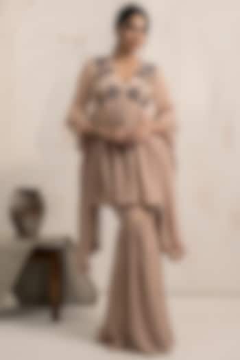 Dusty Pink Georgette Gharara Set by Neelu and Manvi at Pernia's Pop Up Shop