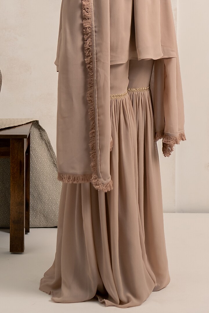Dusty Pink Georgette Gharara Set by Neelu and Manvi at Pernia's Pop Up Shop
