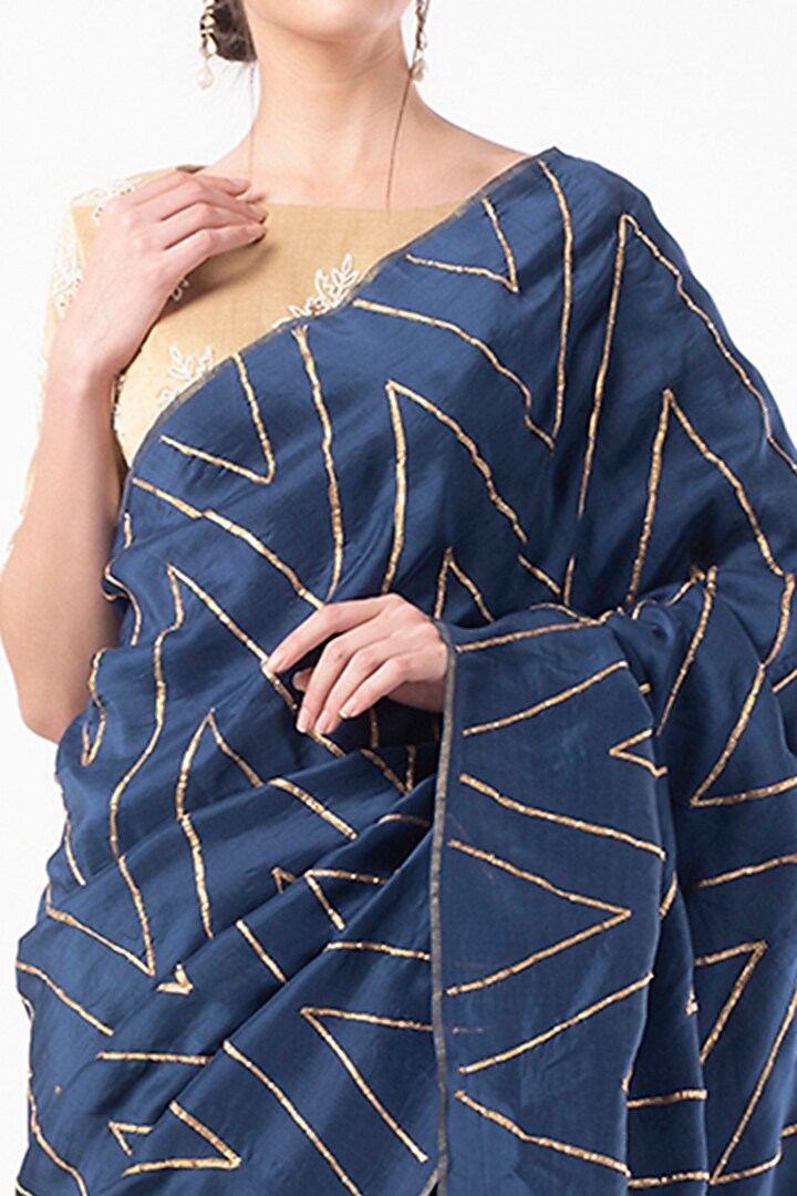 Gold Embroidered Blouse by Neervab-k by Nirav Khunt at Pernia's Pop Up Shop
